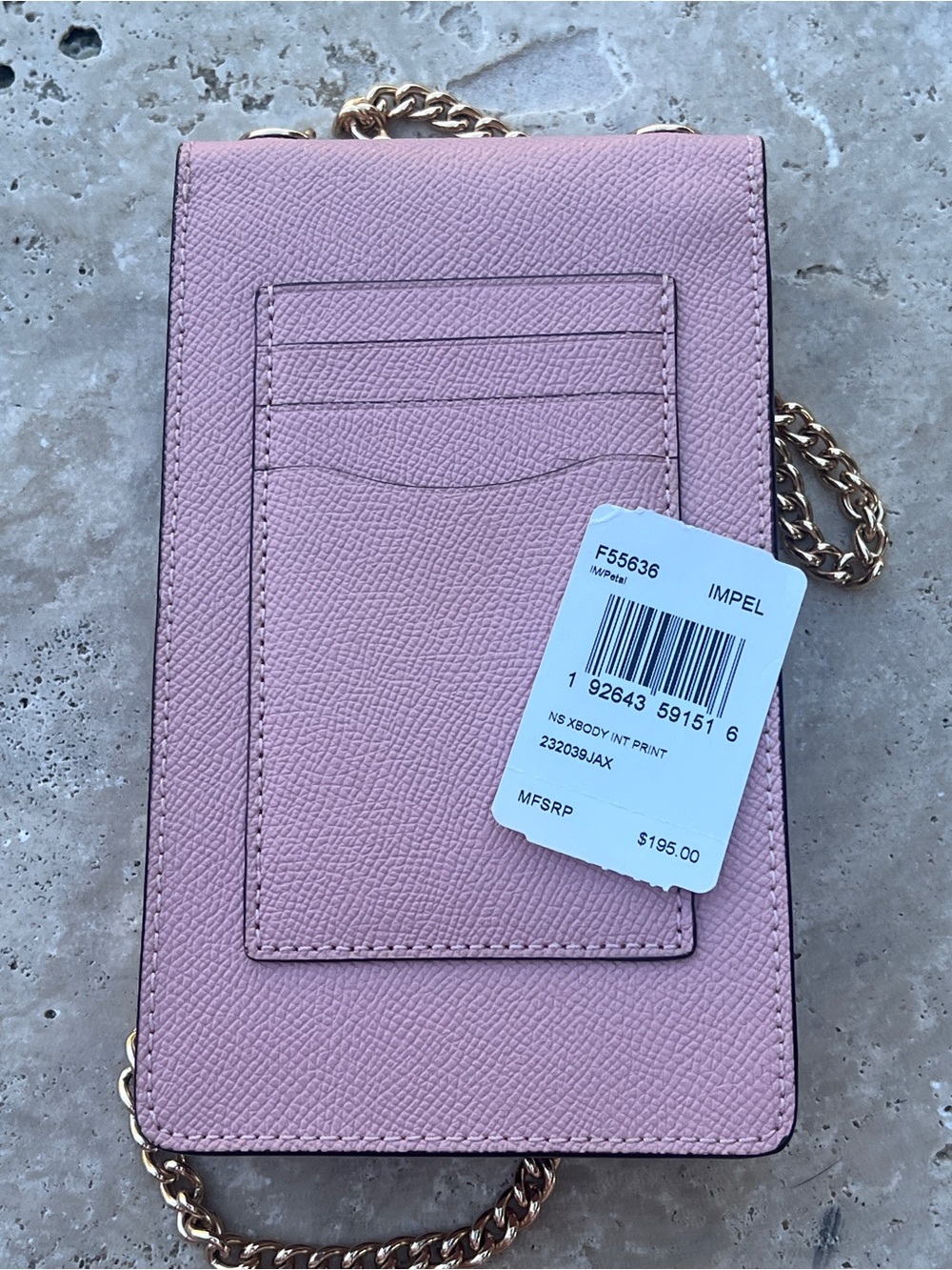 COACH Pink Crossbody Phone Bag with Gold Chain and Card Slots - Picture 6 of 13